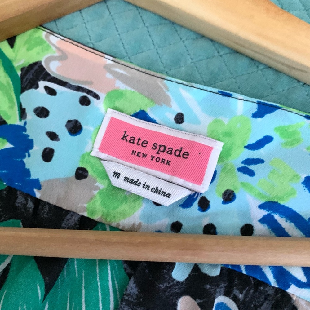 Kate Spade Floral Green Full Bloom Ruffle Sleeve Top - Picture 5 of 7